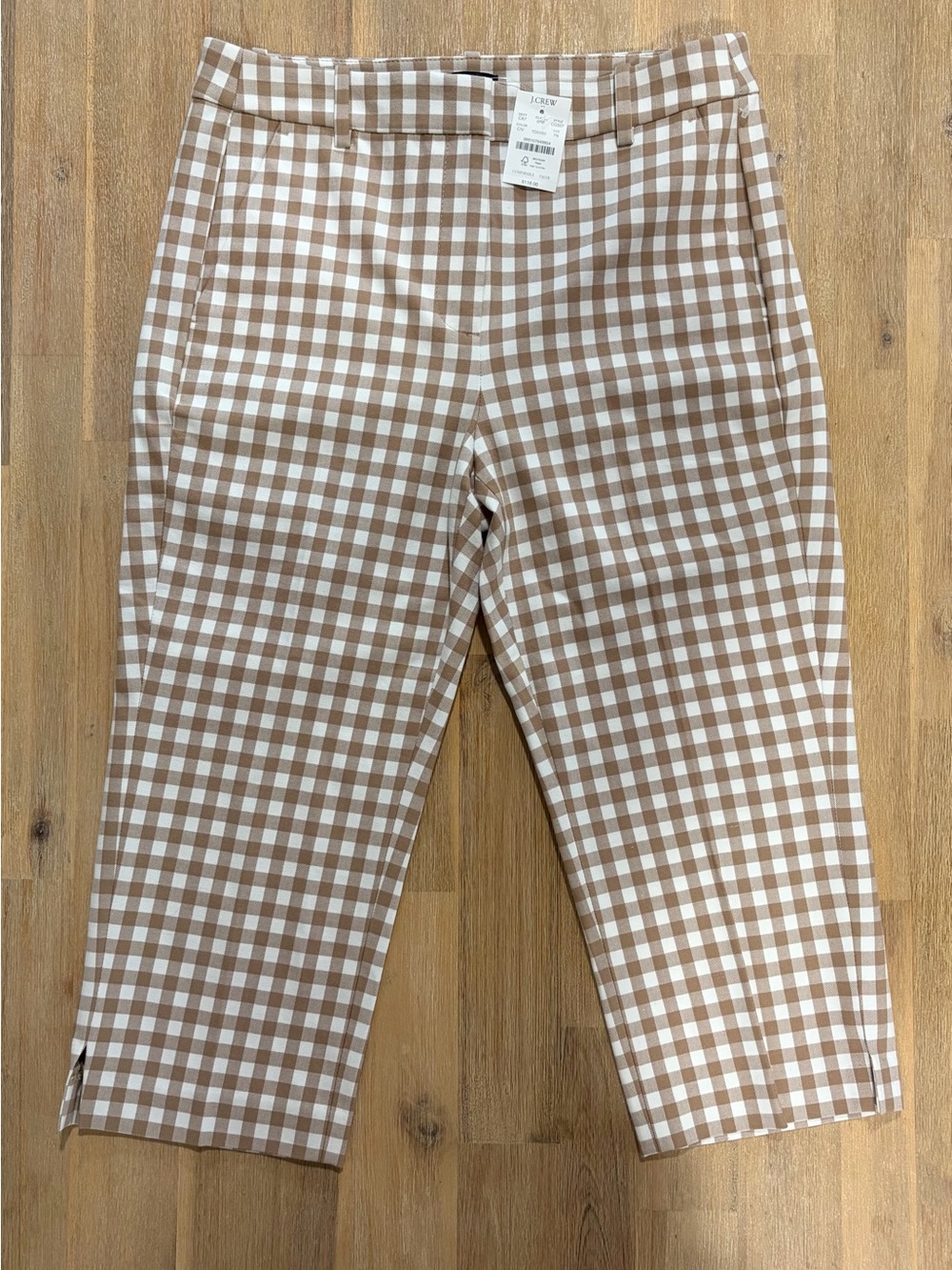 Beige Gingham Dress Pants